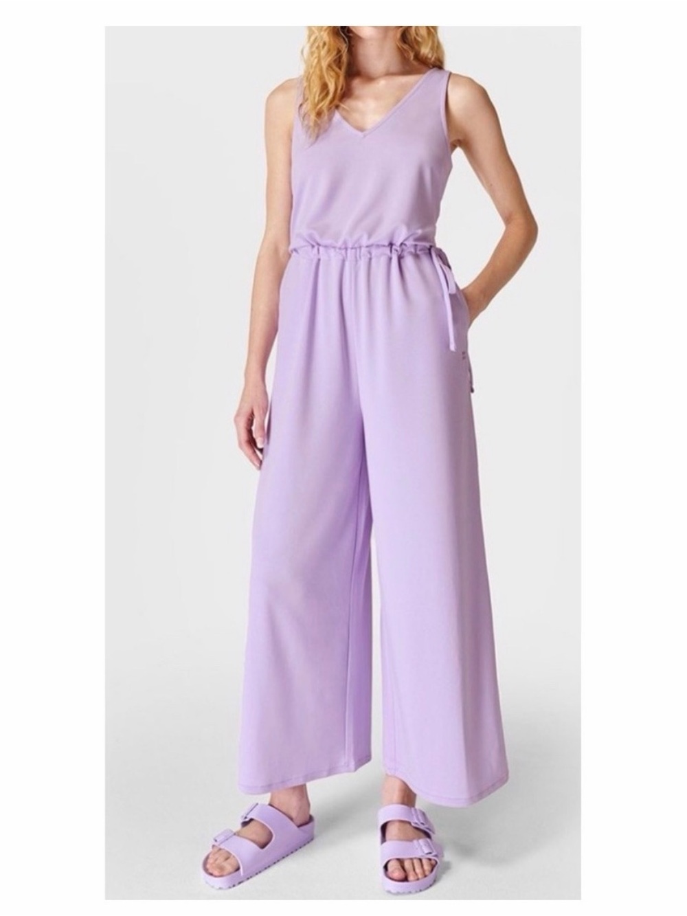 Sweaty Betty Lavender Purple Cruise Jumpsuit Sleeveless V Neck Size US 10
